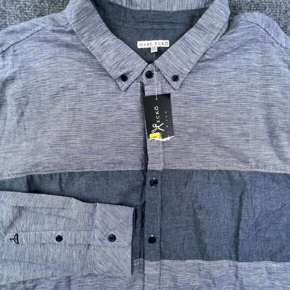 Marc Ecko Shirt Mens 2XL Button Up Long Sleeve Gray Blue Heather Adult - Picture 1 of 16